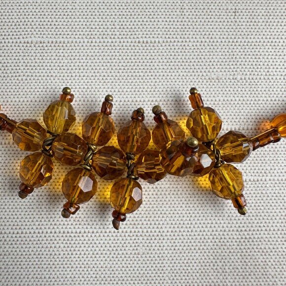 Amber Glass Bead Necklace Adjustable 16"-18" With Clustered Bead Accent - Picture 10 of 10